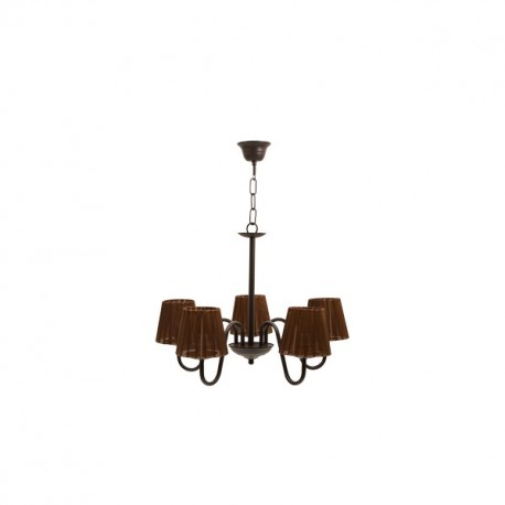 Lampara Serie Nancy Forja Marron 5xe14 C/pantalla 38x50