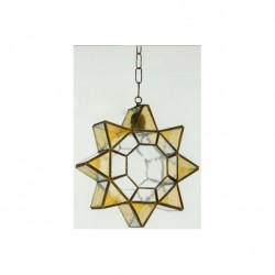 Colgante Estrella Ambar/cuero 1 L. 34x34