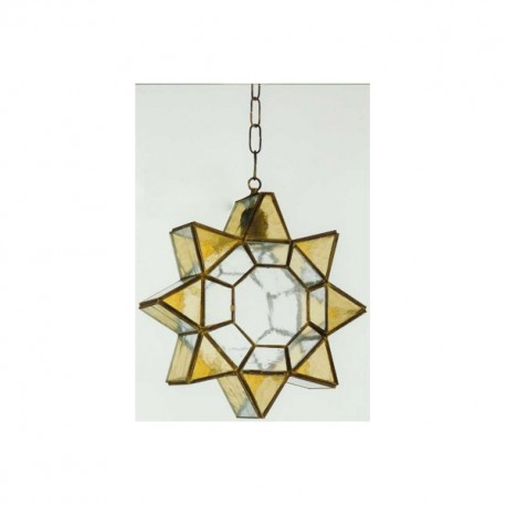 Colgante Estrella Ambar/cuero 1 L. 34x34