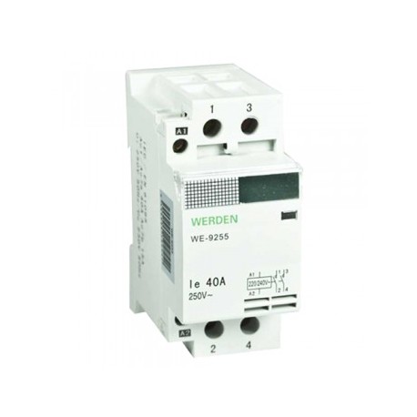 Contactor modular ancho 2 mód. de 2 Polos x 40 A y 8.4 kW de potencia - 50/60 Hz