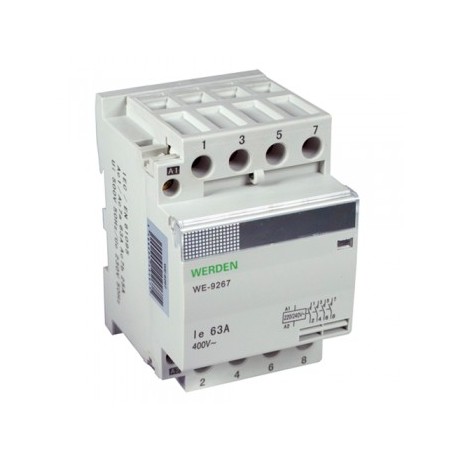 Contactor modular ancho 4 mód. de 4 Polos x 63 A y 13 kW de potencia - 50/60 Hz
