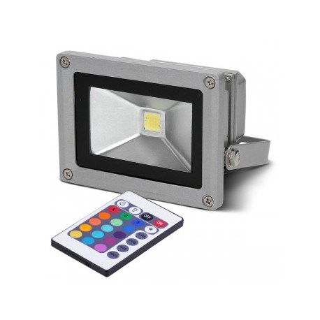Proyector LED IP65 de 10W con Mando y Luz Multicolor RGB